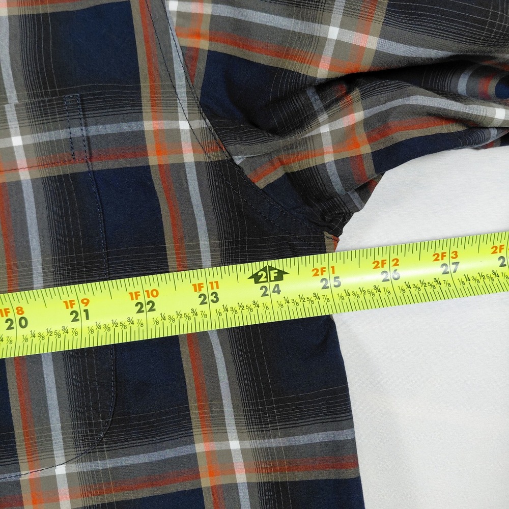 Cinch Mens Large Long Sleeve Button Down Shirt Blue Orange Plaid Paisley Trim - Picture 11 of 13